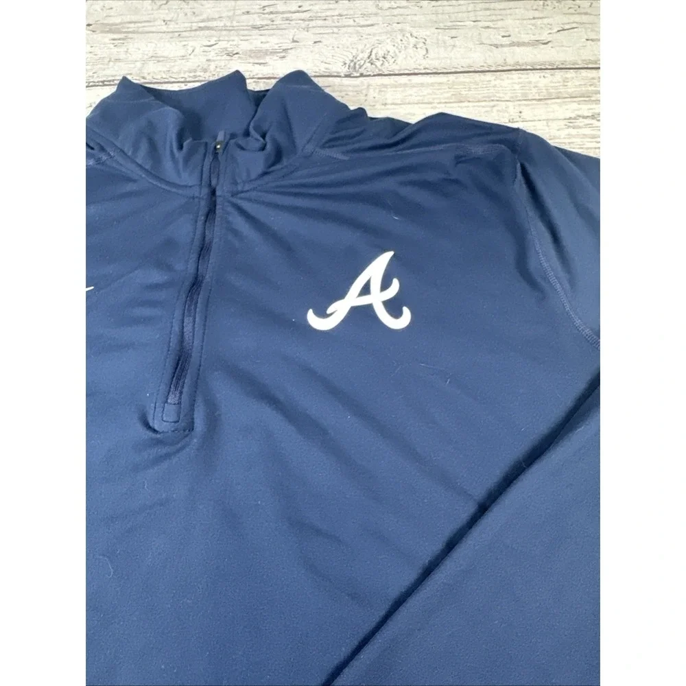 Nike Dri-FIT Atlanta Braves MLB Blue 1/4-Zip Pullover, Size 2XL